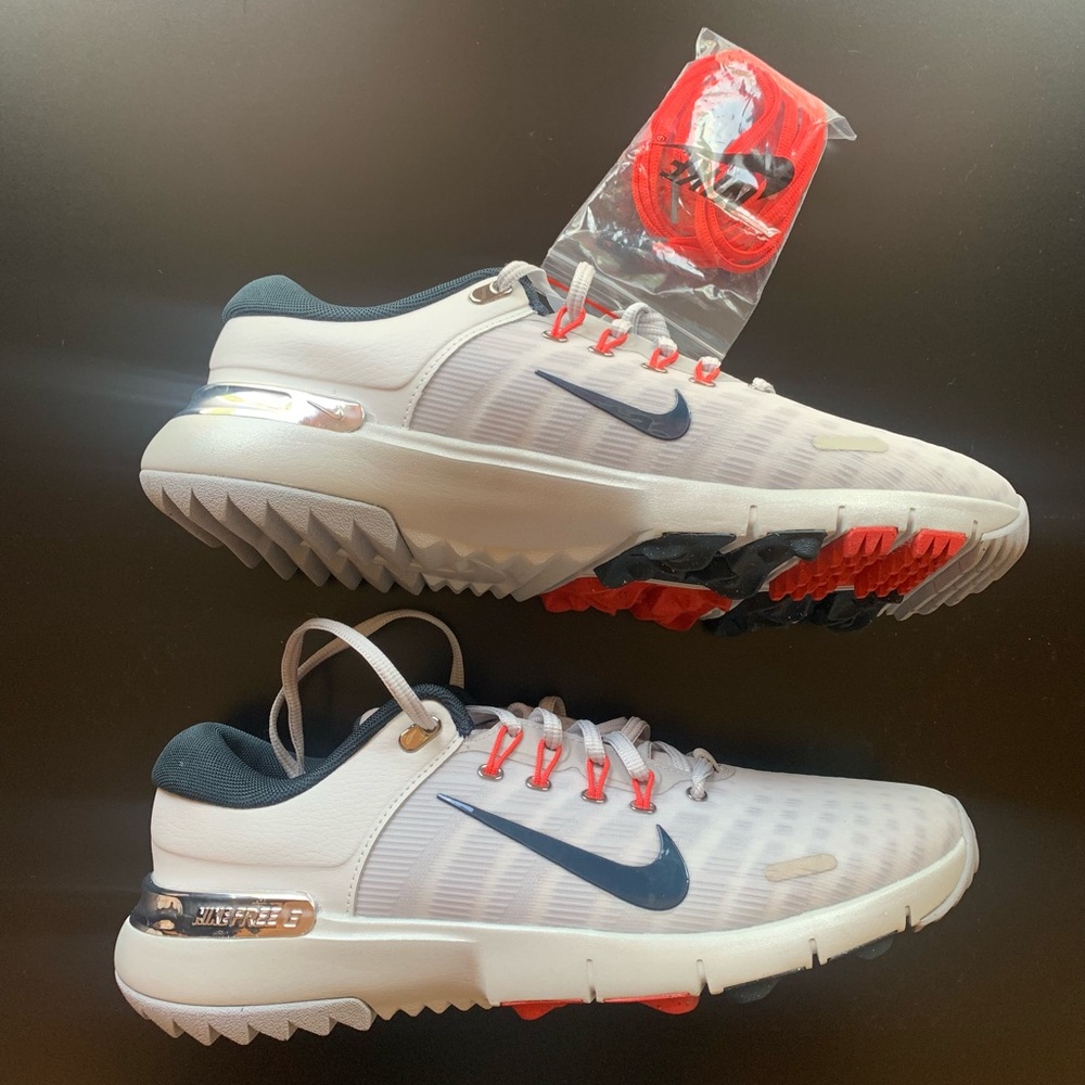 Nike Free Golf Cleats Shoes Pure Platinum Armory Navy FZ8795-001 Mens Size 8.5